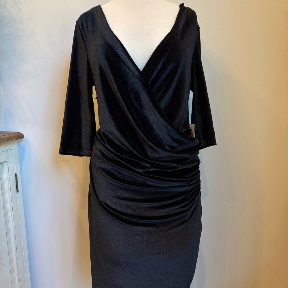 Tobi Luxe Black Ruched Long Sleeve Dress